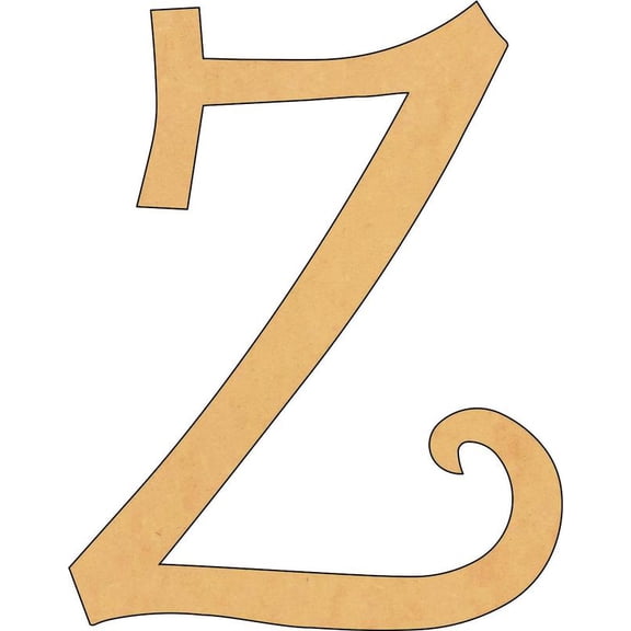 Wood MDF Letters, Unfinished 3'' Tall Curlz Monogram Z, Wooden Craft Letter