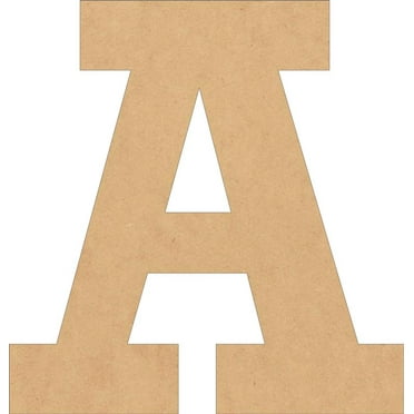 Wood MDF Letters, Unfinished 3'' Tall Rockwell A, Wooden Craft Letter