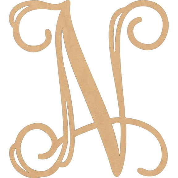 Wood MDF Letters, Unfinished 3'' Tall Vine Monogram N, Wooden Craft Letter