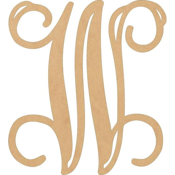 Wood MDF Letters, Unfinished 3'' Tall Vine Monogram W, Wooden Craft Letter