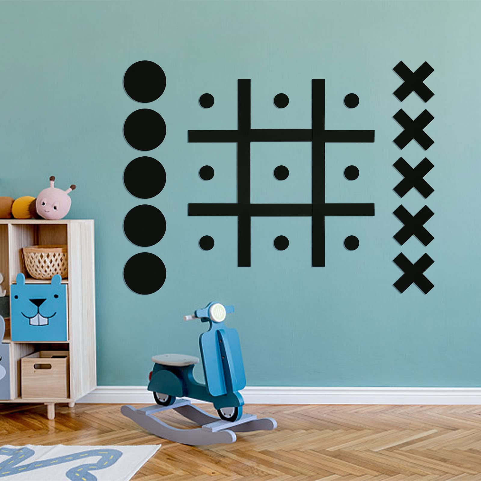 Black Magnetic Tic Tac Toe Wall-Mount Game for Kids and Adults