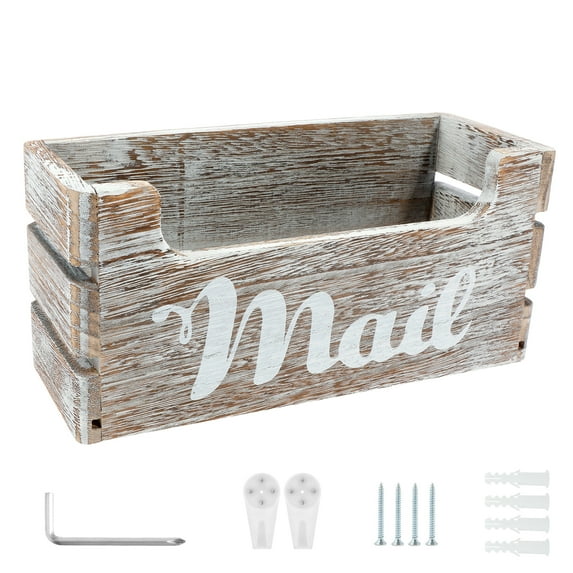 Wood Mail Organizer Vintage Mail Holder Countertop Mail Basket Wall Mount Mail Organizer Box Easy to Install Mail Bin Mail Holder Box Envelope Holder for Office Home Desktop Wall