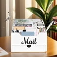 thumbnail image 1 of Wood Mail Organizer with 4 Compartments & Drawer, Countertop Desk Office Accessories for File Letter Paper Folder, 1 of 17