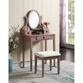 thumbnail image 1 of Wood Makeup Vanity And Stool, Rose Gold Tone - 3 Drawers For Storage, Adjustable Oval Mirror, Flawless Tabletop Cosmetics, Upholstered Stool Seat Table , Drawer Wooden Ample Beauty Products, Soft, 1 of 3
