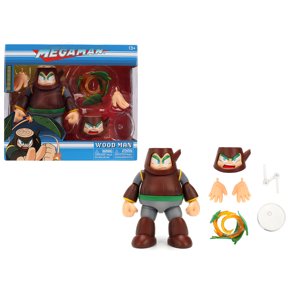 Wood Man 5" Moveable Figure (Deluxe Version) with Accessories and Alternate Head and Hands "Mega Man" (1987) Video Game Model by Jada