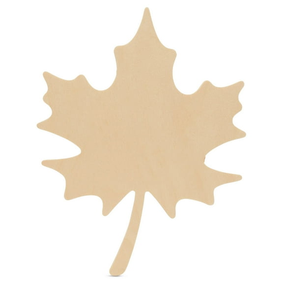 Wood Maple Leaf Cutouts 8 x 6 inch, Pack of 12 Fall Unfinished Wooden Cutouts to Paint and Display, Thanksgiving Party Decorations, by Woodpeckers