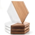 thumbnail image 1 of Wood Marble Coasters for Drinks, Modern Rustic Acacia Hexagon Coasters Set Decorative Coasters Bar Coasters for Living Room Coffee Wooden Table Beer Mug Christmas Housewarming Wedding Home Decor 4Pcs, 1 of 8