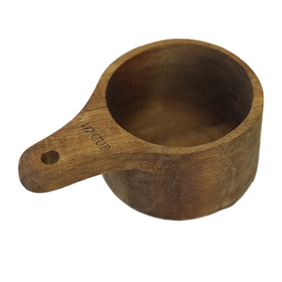 Wood Measuring Cups, Stackable Kitchen Measure Tool with Handle, Baking and Cooking Measuring Set, Handcrafted with Polish Finish Home Decor
