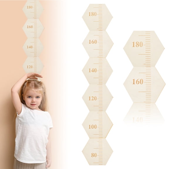 Wood Measuring Growth Chart Rulers with Stickers Blanched Almond 19x22x0.35cm