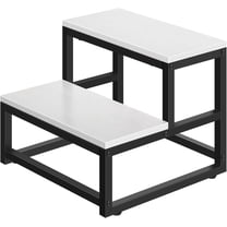 Wood and Metal 2 Step Stool for Adults & Kids – Heavy Duty Rustic Step Stools, 500 Lbs Capacity Non-Slip Stepping Stool for High Beds, Kitchen, Bathroom, Closet, Durable Foot Stool for Home Use