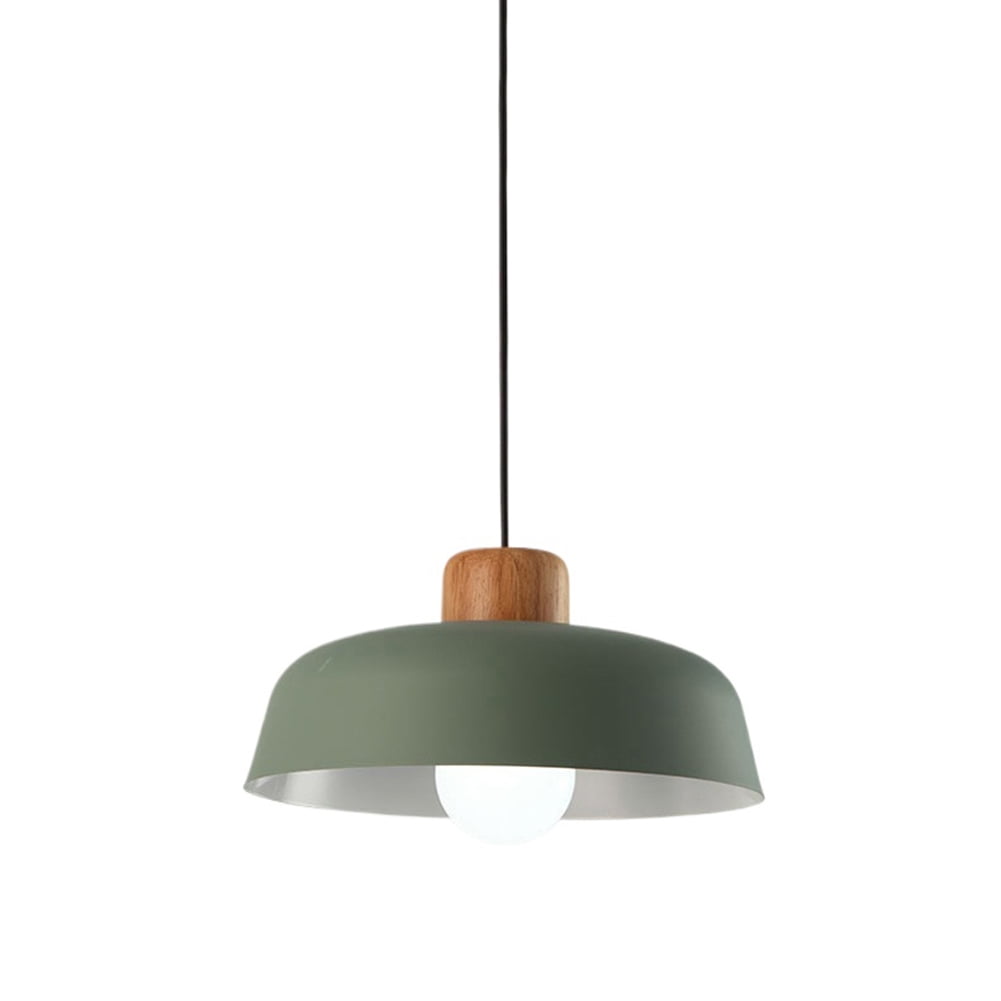 Wood Metal Pendant Light Fixtures for Over Kitchen Island, Colorful Simple Retro Pendant Lighting for Dining Room Table, Farmhouse Rustic Hanging Lamp, Industrial Nordic Ceiling Chandelier