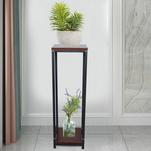Wood Metal Plant Flower Stand Rack 2 Tier Indoor Corner Tall Flower Bench Holder