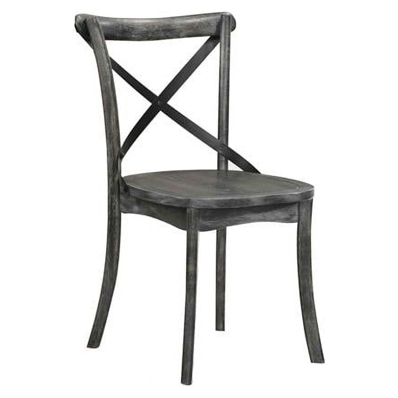 Rustic Gray & Black Wood-Metal Cross Back Side Chair - Set of 2