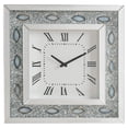 thumbnail image 1 of Wood & Mirror Square Analog Wall Clock, White, 1 of 3