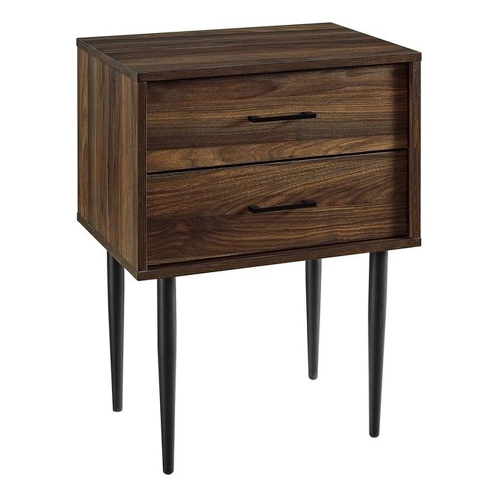 Mid-Century Modern Dark Walnut Side Table with Gold Accents