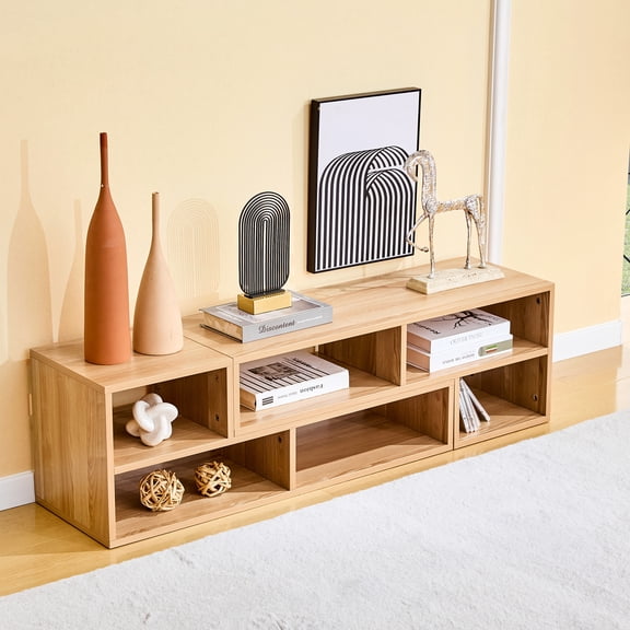 Wood Modular TV Stand, Free-Combination Open Storage Media Console, Modern Minimalist Entertainment Center, Adjustable TV Cabinet for Living Room, Bedroom, Apartment