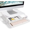 thumbnail image 1 of Wood Monitor Riser with Drawers, Mesh Metal Computer Monitor Stand Riser with Storage for Desk, Max Load Capacity 40LB, 2 Drawers,Marble, 1 of 13