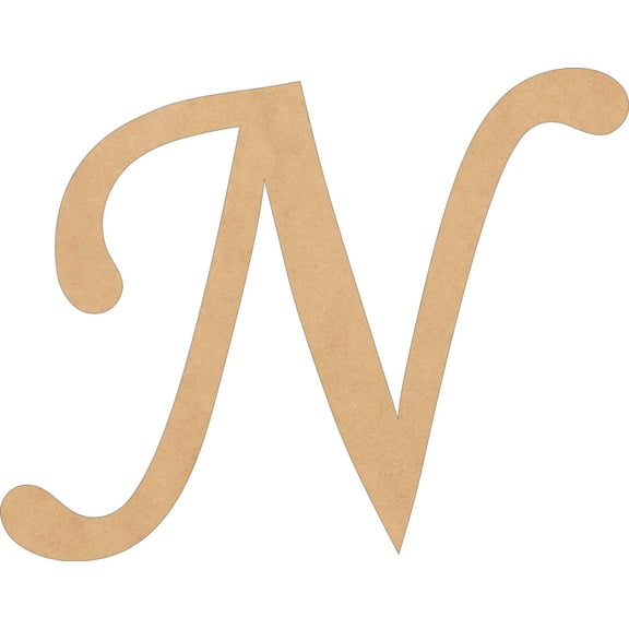 Wood Monotype Letters, Unfinished 2'' Tall Alphabet N, Wooden Craft Letter