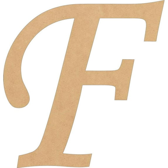 Wood Monotype Letters, Unfinished 20'' Tall Alphabet F, Wooden Craft Letter