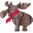 thumbnail image 1 of Wood Moose Figurines - Handmade Wooden Cute Deer Decorations - Animal Figurines & Statues - Small, 1 of 6