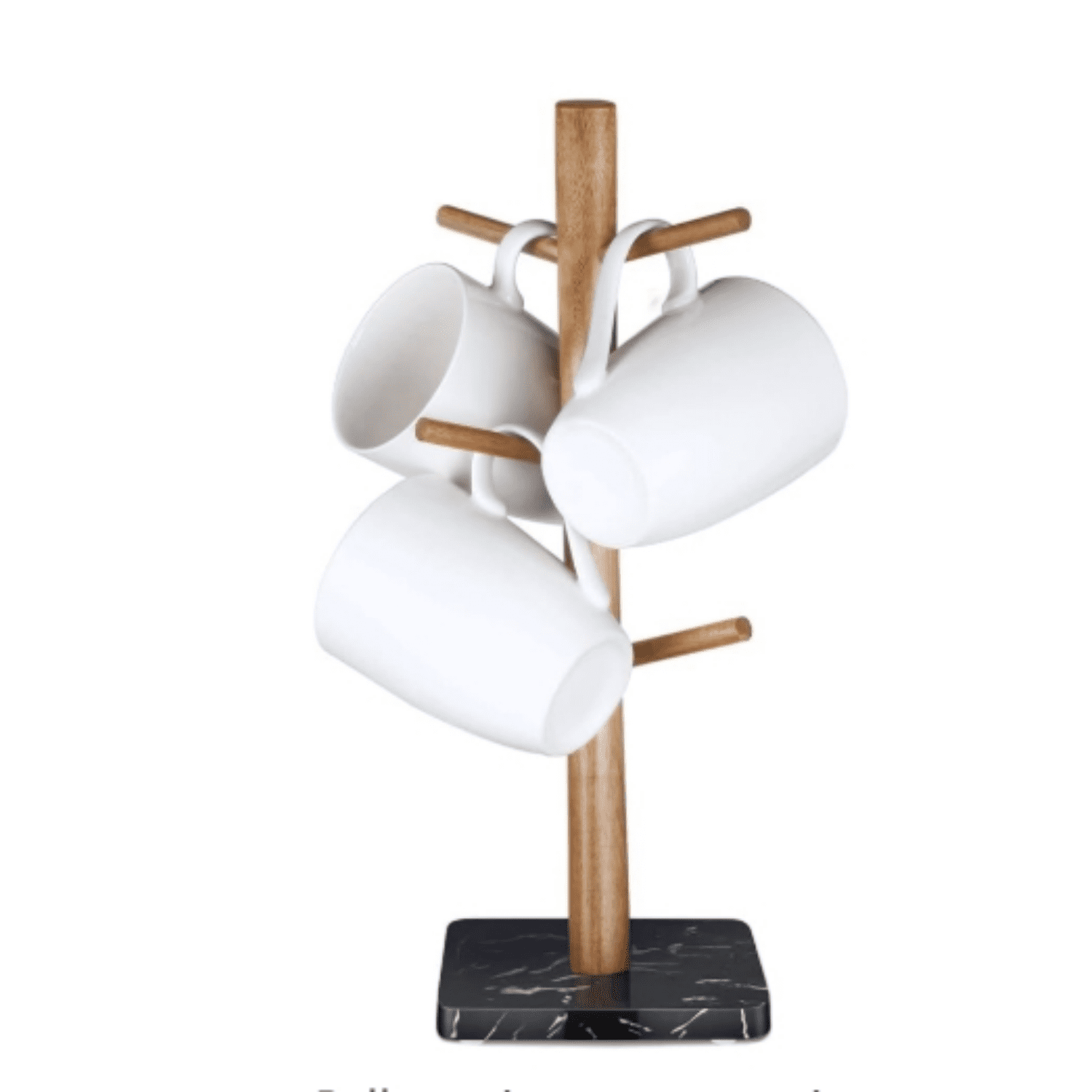 Wood Mug Holder, Marble Base Cup Rack Tree, Kitchen Coffee Mug Tree
