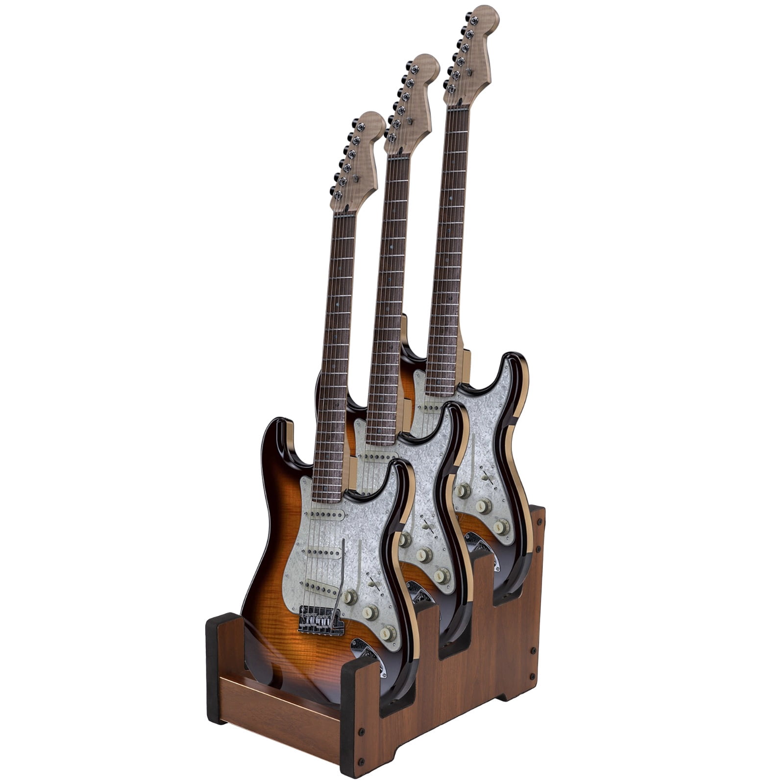 Wood Multi Guitar Stand for 3 Guitars, Space-Saving Guitar Floor Stand, Plywood Guitars Holder Storage Rack, 12.99 x 8.66 x 4.53 in for Bass, Acoustic, Electric Guitars