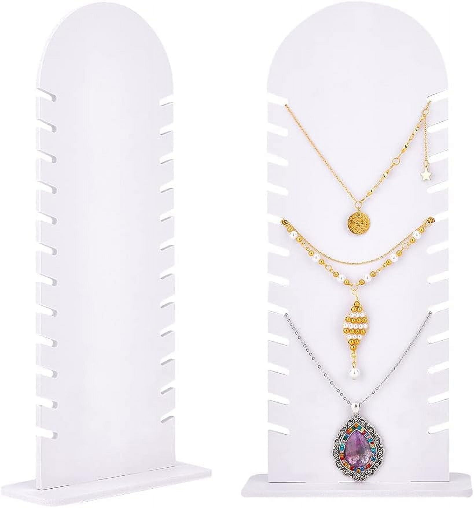 Wood Necklace Display Stand 12 Slots White Jewelry Holder Necklace