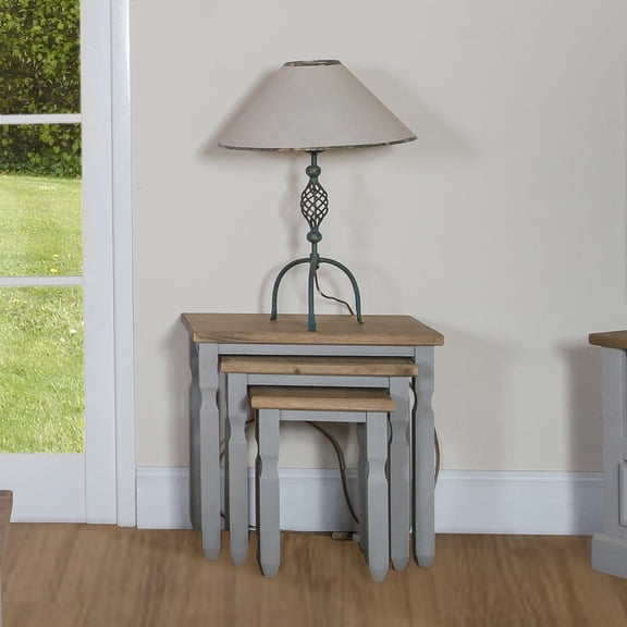 Wood Nest of 3 Tables Corona Gray | Furniture Dash