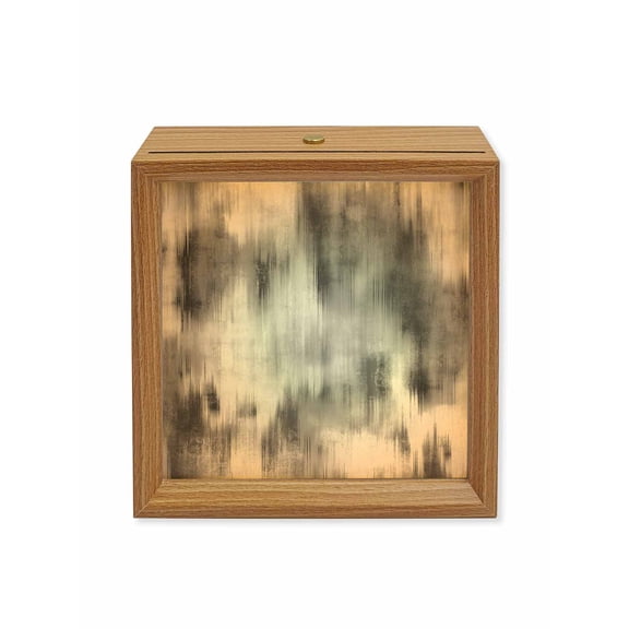 Wood Night Light Box Abstract Art Painting Wooden LED Night Lights with USB Rechargeable Dimmable Touch Square Table Light Modena Lines Ombre Grey Wood Picture Frame Lamp for Bedside Desktop Display