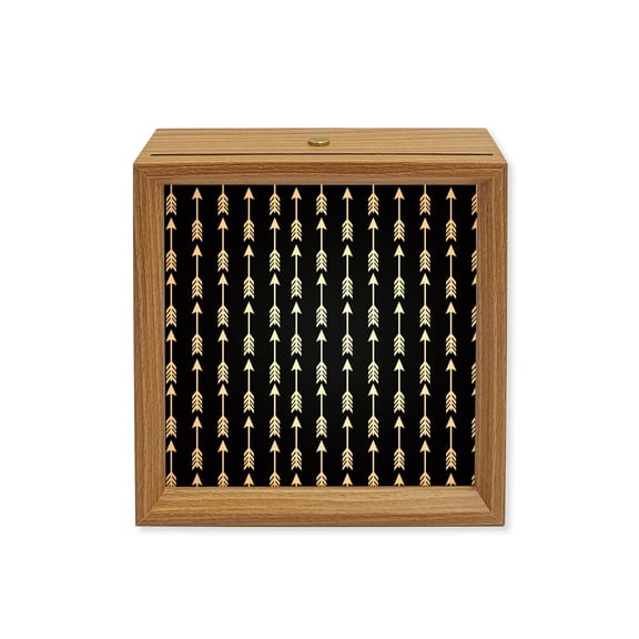 Wood Night Light Box Arrows Shafts Fletching Wooden LED Night Lights with USB Rechargeable Dimmable Touch Square Table Light Black Bohemian Tribal Style Wood Picture Frame Lamp for Desktop Display