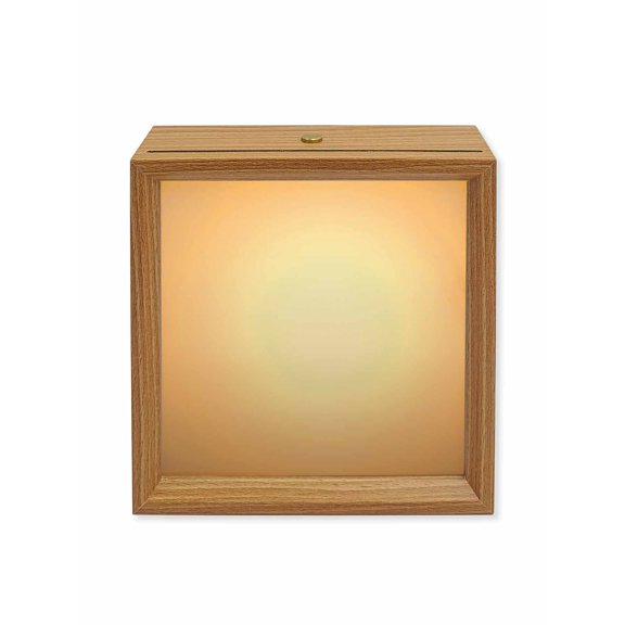 Wood Night Light Box Beige Brown Wooden LED Night Lights with USB Rechargeable Dimmable Touch Square Table Light Gradient Colorf Wood Picture Frame Lamp for Bedside Desktop Display Home Decor