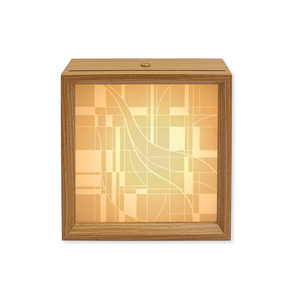 Wood Night Light Box Beige Lines Wooden LED Night Lights with USB Rechargeable Dimmable Touch Square Table Light Modern Abstract Art Wood Picture Frame Lamp for Bedside Desktop Display Home Decor