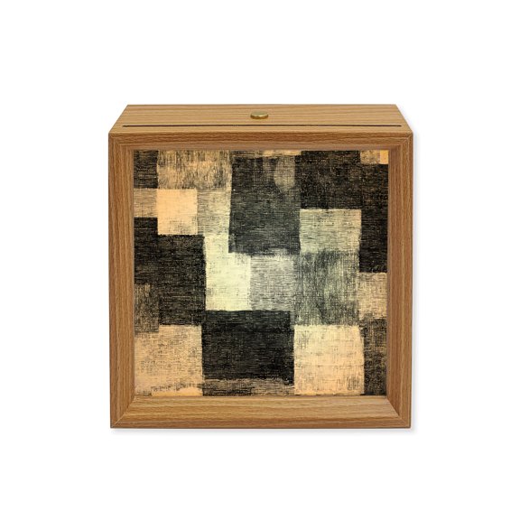 Wood Night Light Box Black Blocks Wooden LED Night Lights with USB Rechargeable Dimmable Touch Square Table Light Modern Abstract Patchwork Wood Picture Frame Lamp for Bedside Desktop Display