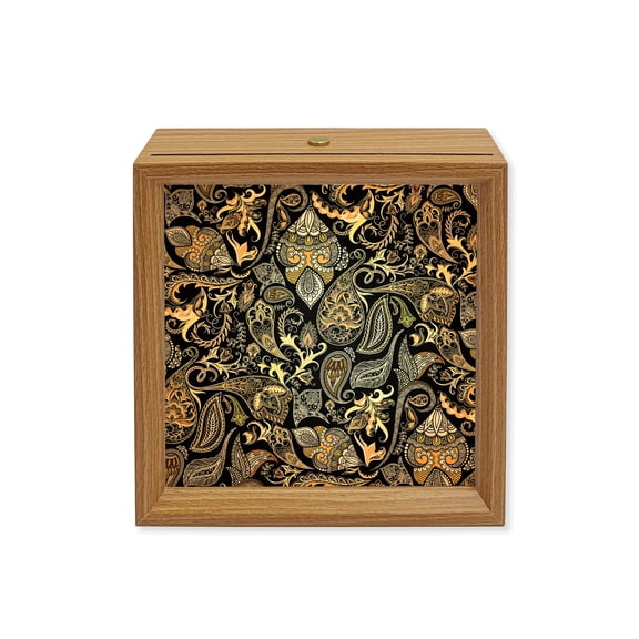 Wood Night Light Box Black Flower Wooden LED Night Lights with USB Rechargeable Dimmable Touch Square Table Light Retro Abstract Floral Wood Picture Frame Lamp for Bedside Desktop Display Home Decor
