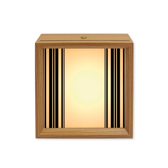 Wood Night Light Box Black Stripes Wooden LED Night Lights with USB Rechargeable Dimmable Touch Square Table Light Simple Style Wood Picture Frame Lamp for Bedside Desktop Display Home Decor