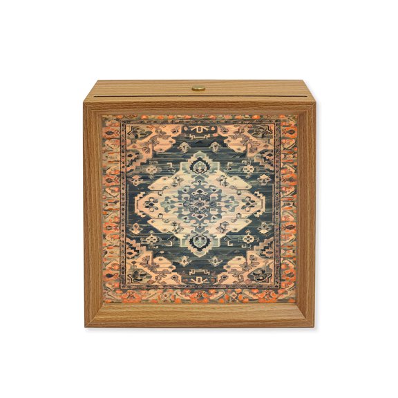 Wood Night Light Box Blue Bohemian Wooden LED Night Lights with USB Rechargeable Dimmable Touch Square Table Light Retro Boho Medieval Mural Wood Picture Frame Lamp for Bedside Desktop Display