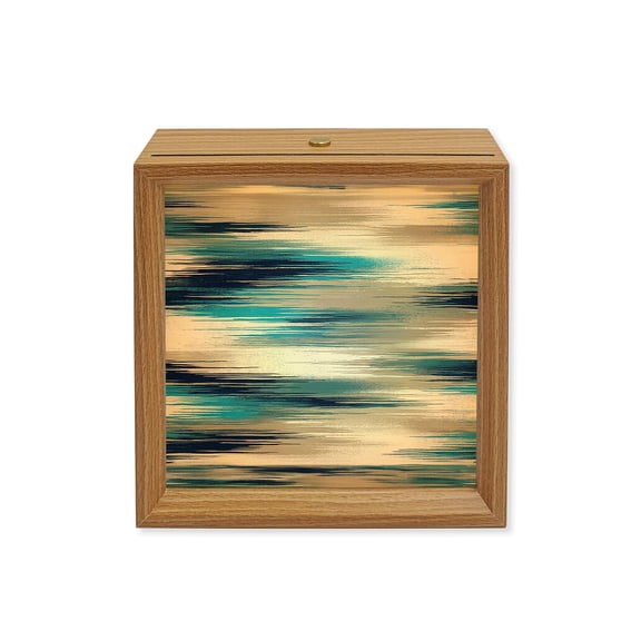 Wood Night Light Box Blue Coastal Horizon Wooden LED Night Lights with USB Rechargeable Dimmable Touch Square Table Light Modern Abstract Clouds Wood Picture Frame Lamp for Bedside Desktop Display