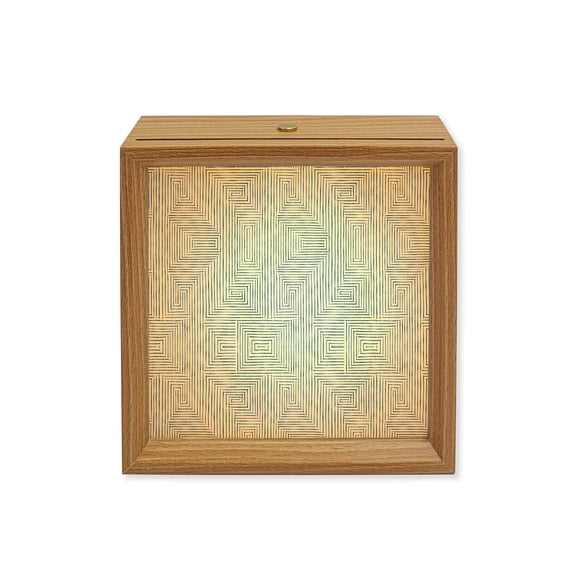 Wood Night Light Box Blue Greek Key Paths Wooden LED Night Lights with USB Rechargeable Dimmable Touch Square Table Light Linear Mazes Linework Wood Picture Frame Lamp for Bedside Desktop Display