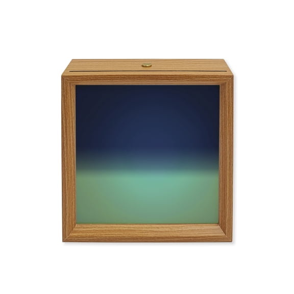 Wood Night Light Box Blue Ombre Wooden LED Night Lights with USB Rechargeable Dimmable Touch Square Table Light Gradient Gradual Color Wood Picture Frame Lamp for Bedside Desktop Display Home Decor