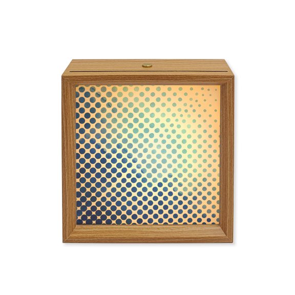 Wood Night Light Box Blue Polka Dots Wooden LED Night Lights with USB Rechargeable Dimmable Touch Square Table Light Gradient Aesthetic Spots Wood Picture Frame Lamp for Bedside Desktop Display