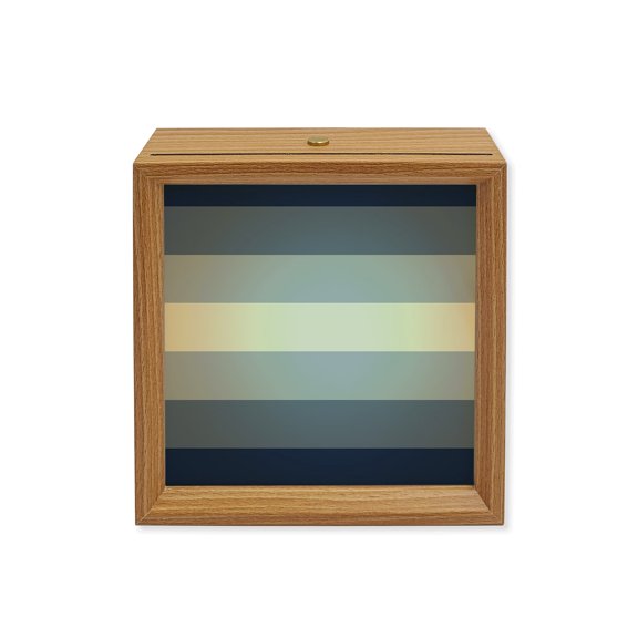 Wood Night Light Box Blue Wooden LED Night Lights with USB Rechargeable Dimmable Touch Square Table Light Gradient Stripes Modern Wood Picture Frame Lamp for Bedside Desktop Display Home Decor