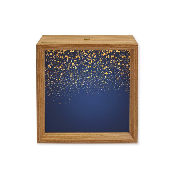 Wood Night Light Box Blue Wooden LED Night Lights with USB Rechargeable Dimmable Touch Square Table Light Shiny Sparkles Celebration Wood Picture Frame Lamp for Bedside Desktop Display Home Decor