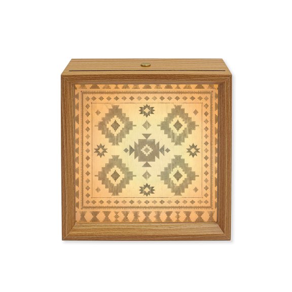 Wood Night Light Box Brown Southwestern Aztec Arrows Wooden LED Night Lights with USB Rechargeable Dimmable Touch Square Table Light Bohemian Tribal Wood Picture Frame Lamp for Desktop Display