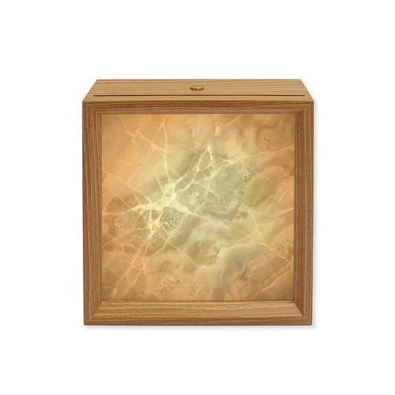 Wood Night Light Box Cream Marble Wooden LED Night Lights with USB Rechargeable Dimmable Touch Square Table Light Beige Stone Abstract Art Wood Picture Frame Lamp for Bedside Desktop Display