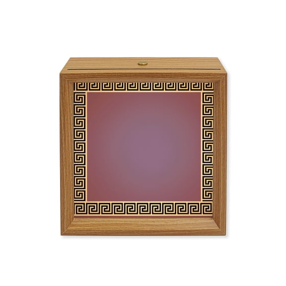 Wood Night Light Box Geometric Greek Key Design Wooden LED Night Lights with USB Rechargeable Dimmable Touch Square Table Light Purple Wood Picture Frame Lamp for Bedside Desktop Display Home Decor