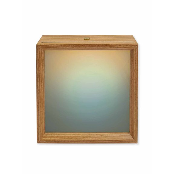 Wood Night Light Box Gradient Blue Wooden LED Night Lights with USB Rechargeable Dimmable Touch Square Table Light Solid Color Wood Picture Frame Lamp for Bedside Desktop Display Home Decor