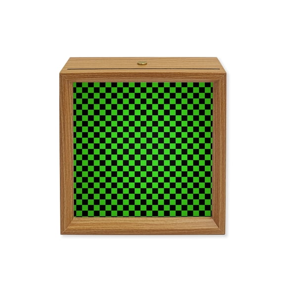 Wood Night Light Box Green Black Chessboard Wooden LED Night Lights with USB Rechargeable Dimmable Touch Square Table Light Square Blocks Plaid Wood Picture Frame Lamp for Bedside Desktop Display