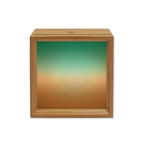 Wood Night Light Box Green and Brown Ombre Wooden LED Night Lights with USB Rechargeable Dimmable Touch Square Table Light Gradient Gradual Color Wood Picture Frame Lamp for Bedside Desktop Display