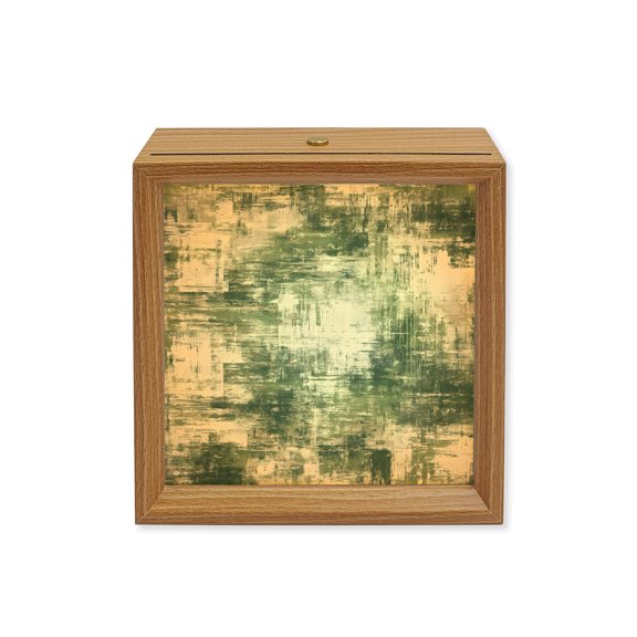 Wood Night Light Box Green Graffiti Art Wooden LED Night Lights with USB Rechargeable Dimmable Touch Square Table Light Abstract Texture Wood Picture Frame Lamp for Bedside Desktop Display