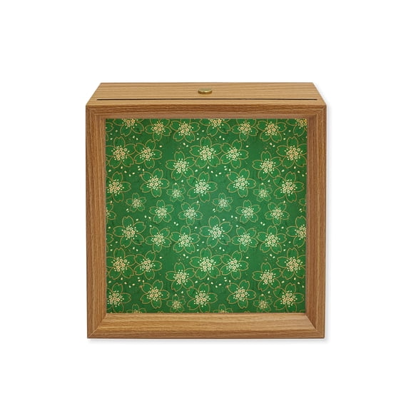 Wood Night Light Box Green Japanese Flower Wooden LED Night Lights with USB Rechargeable Dimmable Touch Table Light Stars Cherry Blossoms Falling Petals Wood Picture Frame Lamp for Desktop Display